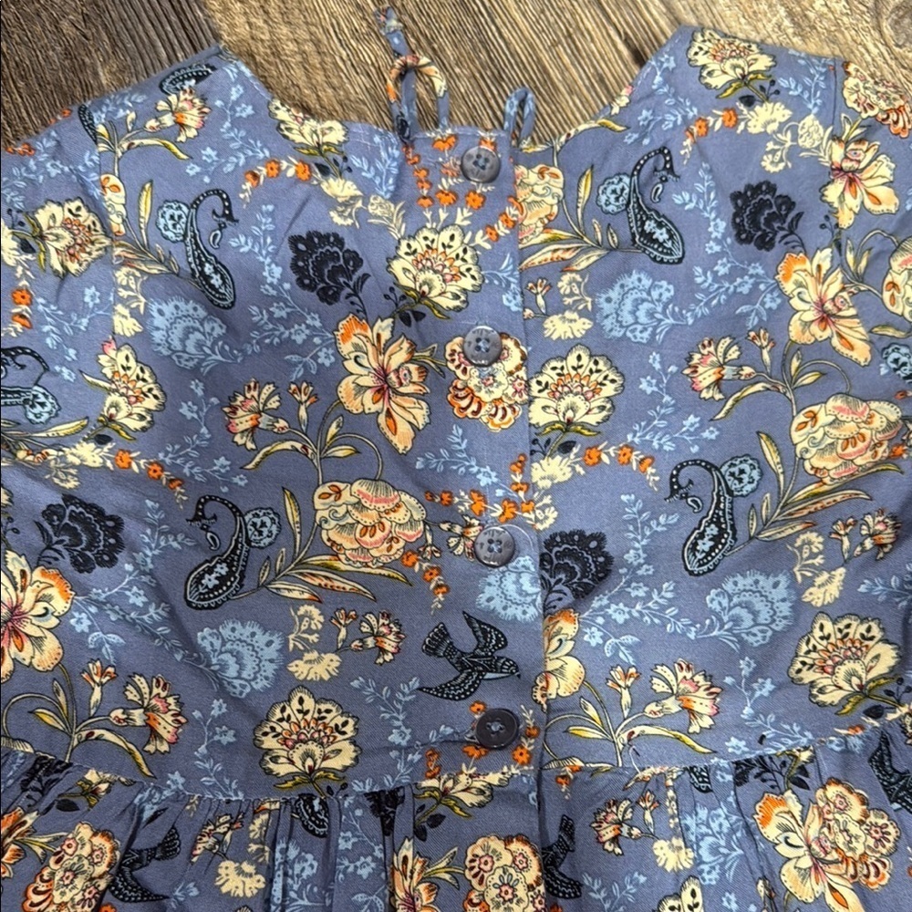 Floral Blue Kids Dress - Picture 7 of 8